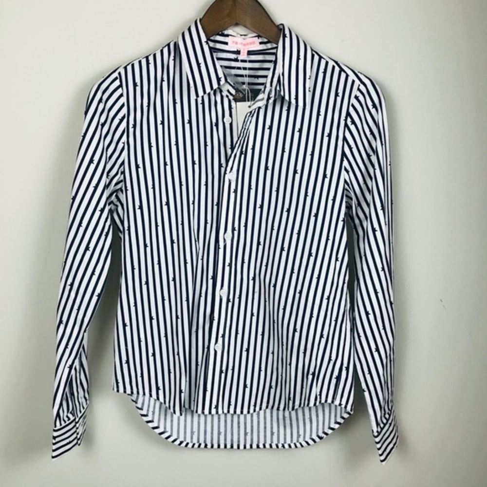 NWT Re:Named Stars Stripes Button Down Shirt Small Patriotic Nautical